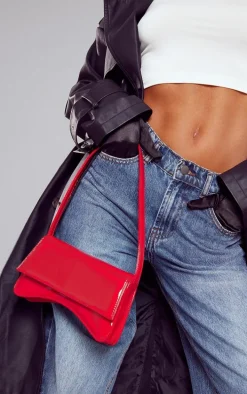 Red Gloss Baguette Shoulder Bag