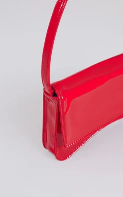 Red Gloss Baguette Shoulder Bag