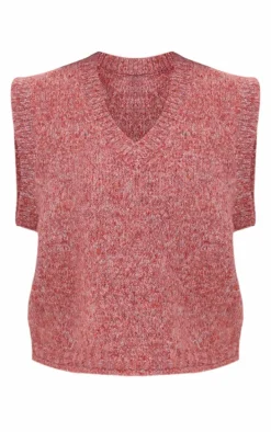 Red Marl Knit Sweater Vest
