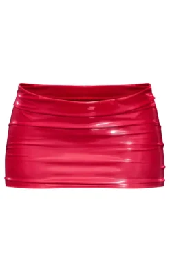 Red Micro Vinyl Mini Skirt