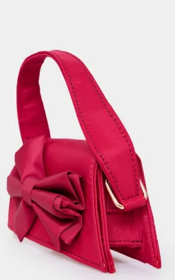 Red Nylon Oversized Bow Mini Bag