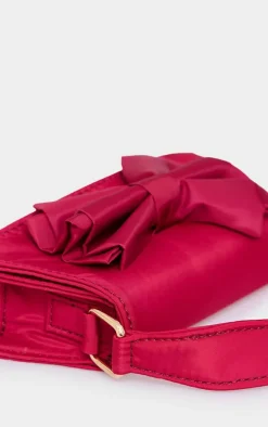 Red Nylon Oversized Bow Mini Bag