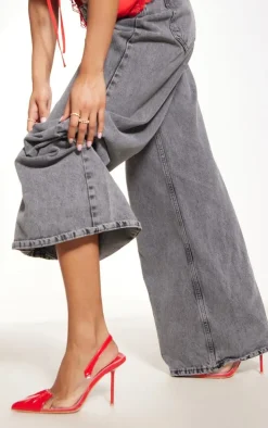 Red Point Capped Toe Sling Back Heeled Courts