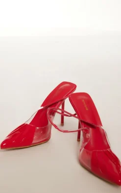 Red Point Capped Toe Sling Back Heeled Courts