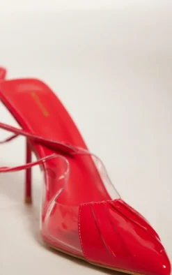 Red Point Capped Toe Sling Back Heeled Courts