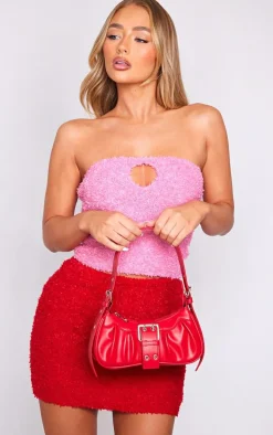 Red PU Eyelet Buckle Shoulder Bag