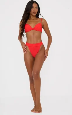 Red Push Up Cupped Mix & Match Bikini Top