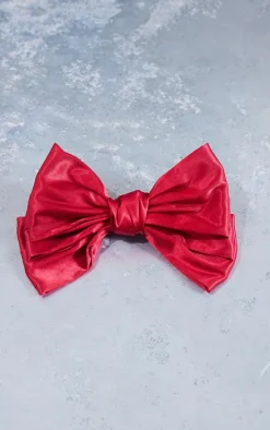 Red Satin Bow Hair Clip