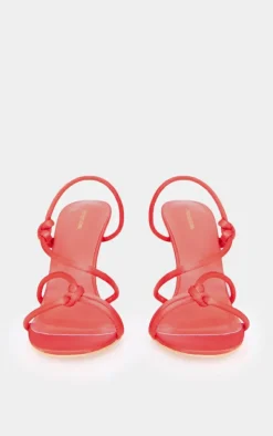 Red Satin Round Toe Heeled Mules