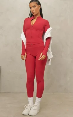 Red Sculpt High Waist Gym Leggings