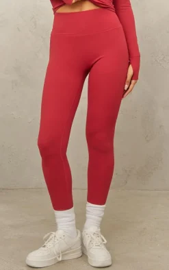 Red Sculpt High Waist Gym Leggings