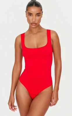 Red Seamless Lingerie Bodysuit