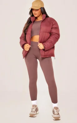 Red Shell Quilted Puffer Coat