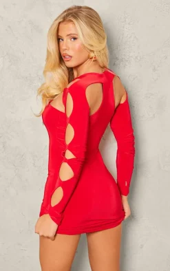 Red Slinky Extreme Cut Out Mini Dress