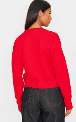 Red Snowflake Cropped Christmas Sweater