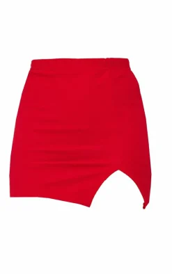 Red Split Front Mini Skirt