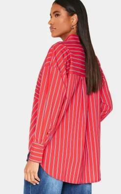 Red Striped Oversized Shirt