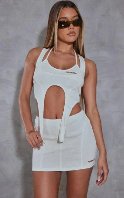 RENEW Cream Rib Seem Detail Mini Skirt