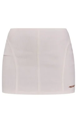 RENEW Cream Rib Seem Detail Mini Skirt