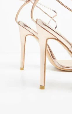Rose Gold Clear Strap Point Toe Barely There Sandal