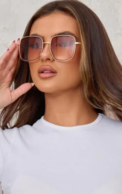 Rose Gold Frame Oversized Square Sunglasses