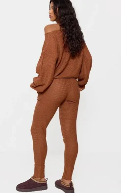 Rust Knitted Waffle Lounge Set