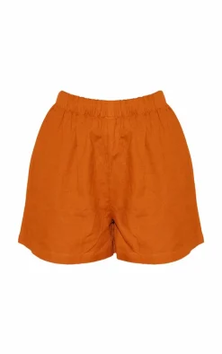 Rust Linen Look Floaty Shorts