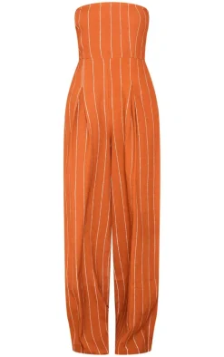 Rust Stripe Bandeau Pocket Detail Jumpsuit