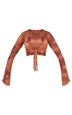 Rust Swirl Mesh Beach Top