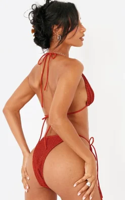 Rust Triangle Crinkle Bikini Top