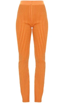 Rust Two Tone Knit Flared Pants