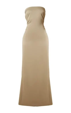 Sage Bridesmaid Satin Bandeau Maxi Dress