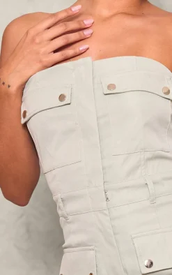 Sage Cargo Pocket Bodycon Dress