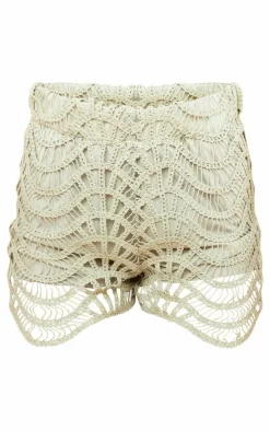 Sage Crochet Look Lined Shorts
