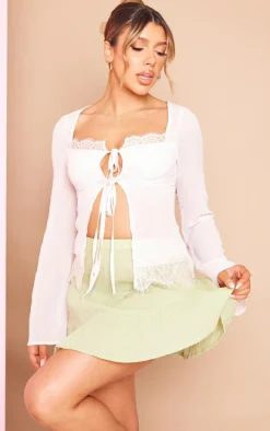 Sage Green Cheesecloth Tierred Frill Mini Skirt