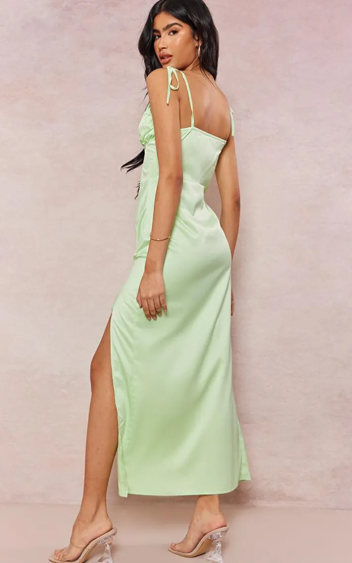 Sage Green Corset Detail Strappy Midaxi Dress