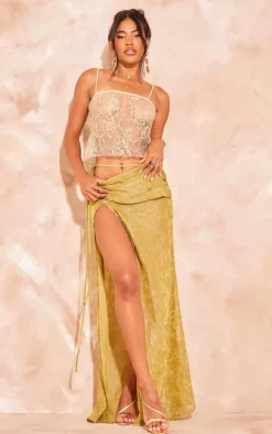 Sage Green Lace Spaghetti Strap Cami Top