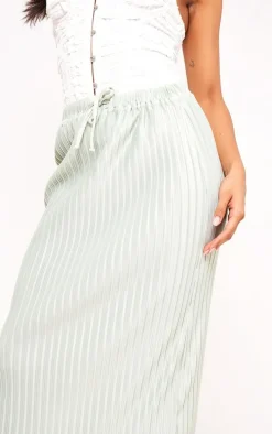 Sage Green Plisse Flowy Maxi Skirt