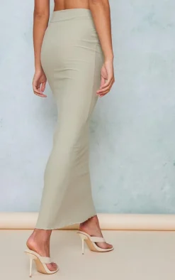 Sage Green Soft Touch Knot Front Midaxi Skirt