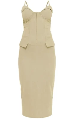 Sage Green Tailored Midaxi Dress