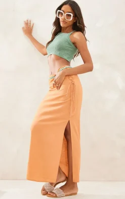 Sage Green Tape Knit Strappy Back Crop Top