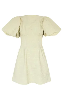 Sage Green Underwired Corset Puff Sleeve Shift Dress