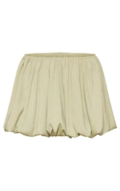 Sage Jersey Puff Ball Mini Skirt