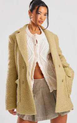 Sage Khaki Boucle Tailored Blazer