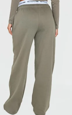 Sage Khaki Embossed Studio Archives Wide Leg Sweatpants