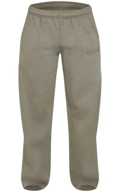 Sage Khaki Embossed Studio Archives Wide Leg Sweatpants