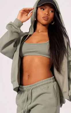 Sage Khaki Scoop Neck Jersey Bralet