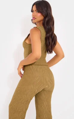 Sage Khaki Textured Boatneck Top