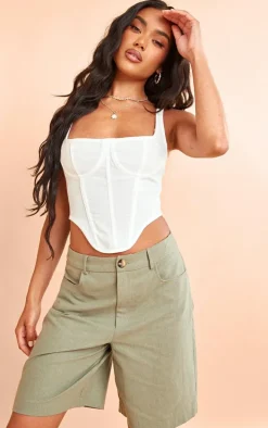 Sage Premium Linen Look Long Shorts