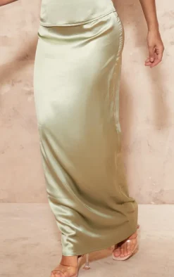 Sage Satin Maxi Skirt